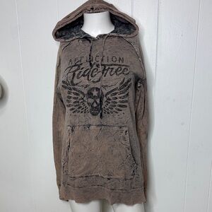 Affliction long sleeve hooded tee size S